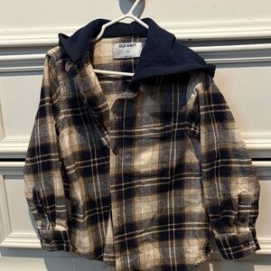 Old Navy Kids Navy and Cream Plaid Button Down Shirt
